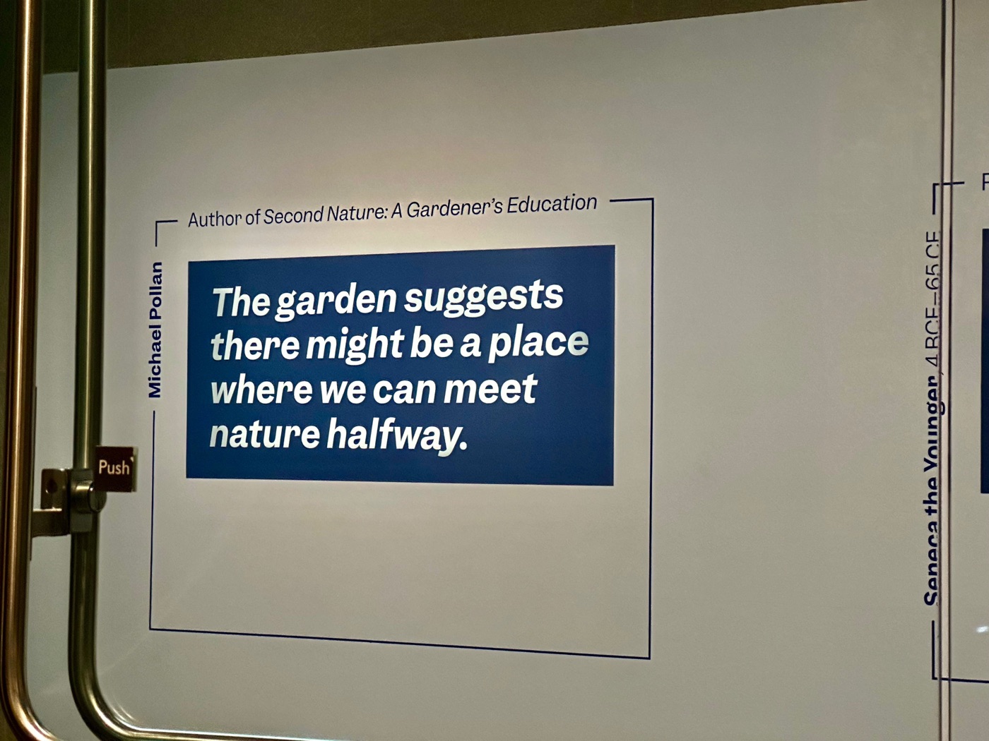 A wall text quoting author Michael Pollan during Art in Bloom at the MFA, Boston.