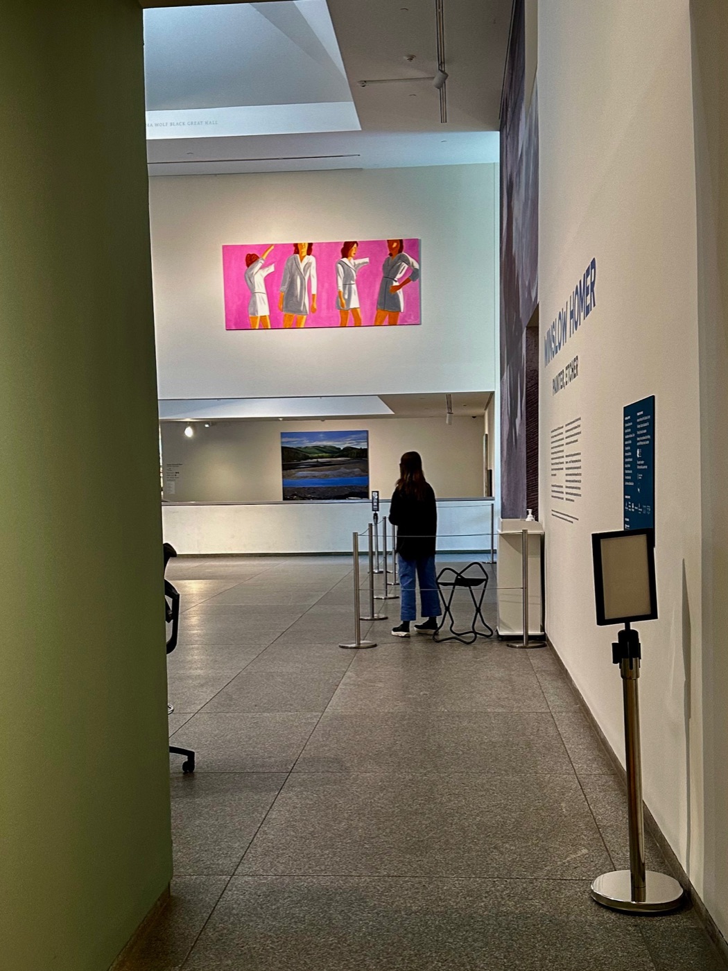 The lobby of the Portland Museum of Art, looking into the Great Hall at the entrance to Winslow Homer, Painter/Etcher.